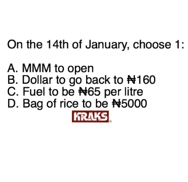 Which of these would you want to happen on 14th January?
